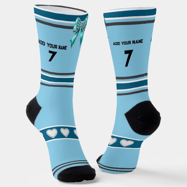 Himmelblauer Bogen - Name Nummer Socken (Gewinkelt)
