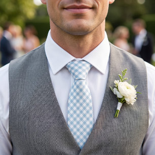 Himmelblauer Gingham Krawatte
