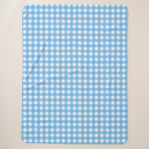 Himmelblauer Gingham Sherpadecke