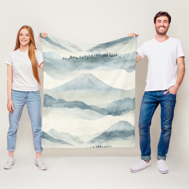 Himmelblauer Schneeberg-Wolkenlandschaftsmuster Fleecedecke (Beispiel)