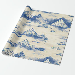 Himmelblaues alpines Bergpanorama-Aquarell Geschenkpapier