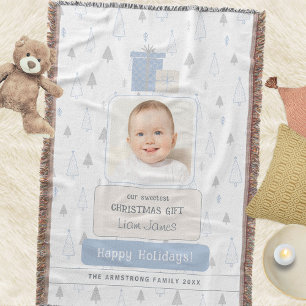 Himmelblaues Boho-Babys 1. Foto-Weihnachten Decke