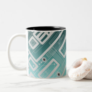 Himmelblaues geometrisches Schaltbrett Zweifarbige Tasse