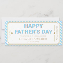 Himmelblaues Happy Father's Day Geschenkgutschein  Einladung