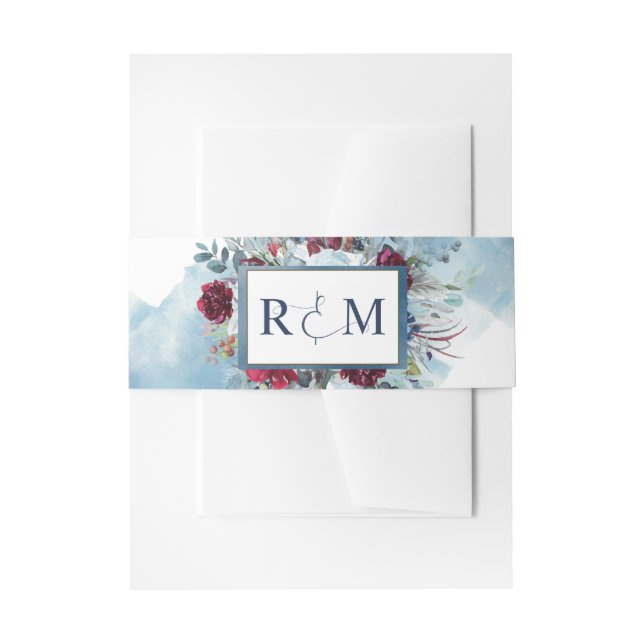 Himmelblüten, Monogramm mit Initialen Hochzeit Einladungsbanderole (Vorderseite Beispiel)