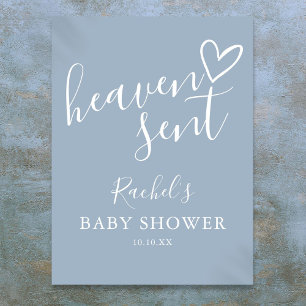 Himmelgeschicktes Dusty Blue Jungen-Babyparty-Schi Poster