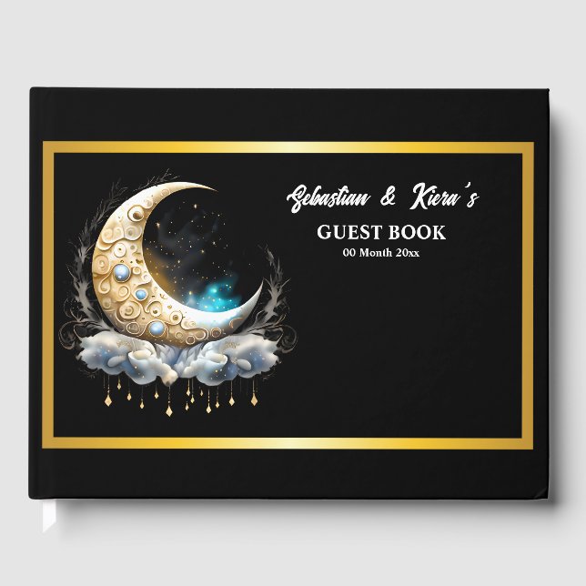 Himmelmond Silhouette Sternennacht Gästebuch (Vorderseite)