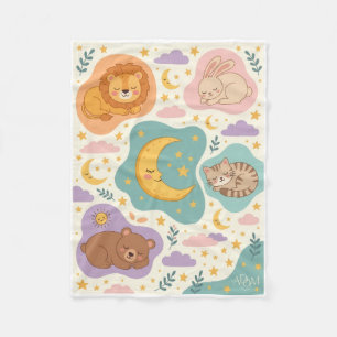 Himmelmond Sterne und Wildblumen Fleece-Decke Fleecedecke