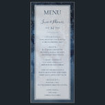Himmelnächtlicher Himmel mit Frame Wedding Dinner  Menükarte<br><div class="desc">Der himmlische Nachthimmel mit Rahmen für Hochzeitsessen ist perfekt für Ihre zauberhafte Hochzeit unter den Sternen. Der dunkelmarineblau blaue Aquarellhimmel, mit Silberstern übersät, Set den Ton für Ihren Abend Boho Outdoor Hochzeit. Personalisieren Sie es, wie Sie es wünschen oder behalten, wie es ist. Schauen Sie sich die Erholung der Sammlung...</div>