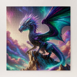 Himmels-Aurora-Drache auf Berg Fantasy-Kunst