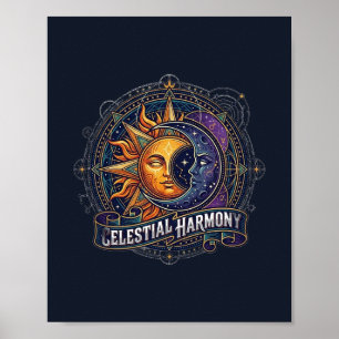 Himmels Harmonie Sonnen Mond Kompass Kunst Poster