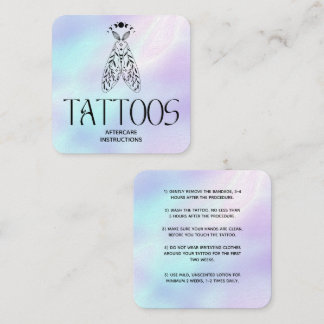 Himmels-Holografischer-Motten-Tattoo-Nachbehandlun Quadratische Visitenkarte