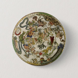 Himmels Karte von Peter Apian, Vintage Astronomie Button