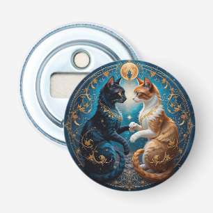 Himmels Katzen in kosmischer Kunst mit Gold und Bl Flaschenöffner