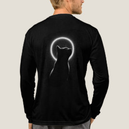 Himmels Schwarze Katzensilhouette Langarm Tri-Blend Shirt