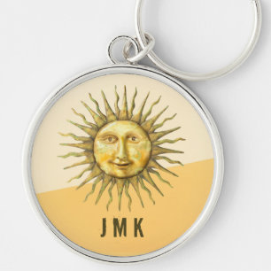 Himmels-Sonne-Gesicht Farbblock-Monogramm Schlüsselanhänger