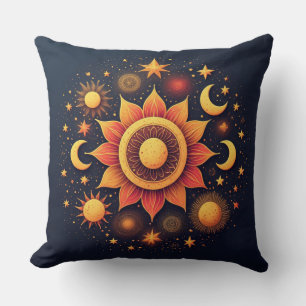 Himmels-Sonne-Mond-Stern-Mystische-Nacht-Himmel-De Kissen
