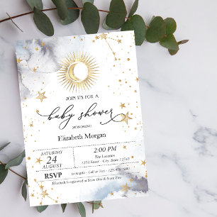 Himmels-Sonne, Mond, Sterne Baby Shower  Einladung