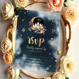 Himmels-Sonne, Mond, Sterne Lotus Nachthimmel RSVP Einladung