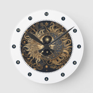 Himmels-Sonne-Mond-Wanduhr Runde Wanduhr