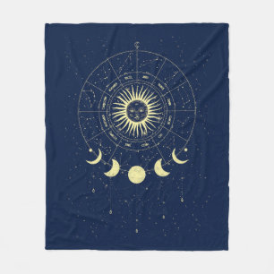 Himmels-Sonne-Mondphasen-Tierkreis Fleecedecke