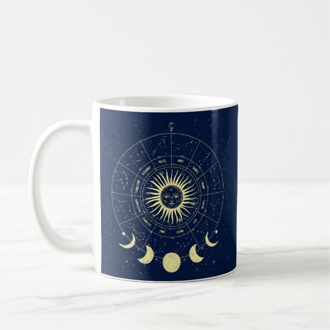 Himmels-Sonne-Mondphasen-Tierkreis Kaffeetasse (Links)