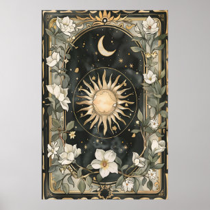 Himmels-Sonne- und Mond-Kunst Botanisch Poster