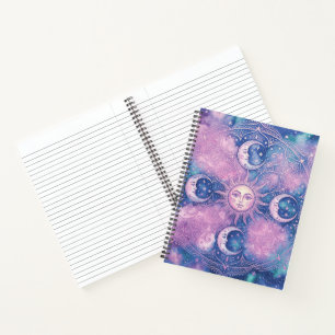 Himmels-Sonne- und Mond-Mandala-Galaxie-Nebel Notizbuch