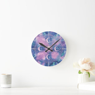 Himmels-Sonne- und Mond-Mandala-Galaxie-Nebel Runde Wanduhr
