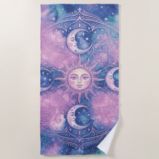 Himmels-Sonne- und Mond-Mandala-Galaxie-Nebel Strandtuch