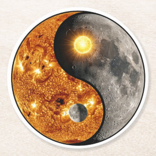 Himmels-Sonne und Mond Yin Yang Runder Pappuntersetzer