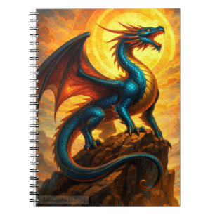 Himmels-Sonnenfeuer-Drachen-Fantasy Notizblock