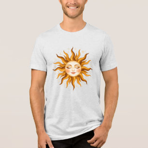 Himmels-Sonnengesicht Vintage Boho Kunst Tri-Blend Shirt