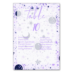 Himmels-Tischnummern für Hochzeiten mit Gästenname Tischnummer