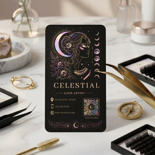 Himmels-Wimpernkünstlerin Luxus Schwarz Gold QR Sc Visitenkarte
