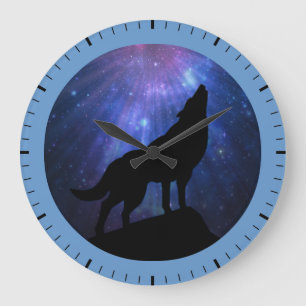 Himmels Wolf Große Wanduhr