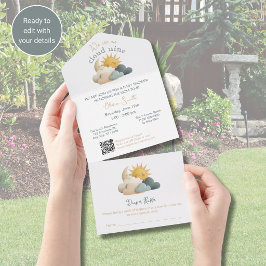 Himmels-Wolken-Baby-Shower-Einladung Alles in Eine All In One Einladung