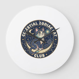 Himmels-Zodiak-Katze Niedliche Katze T-Shirt-Desig Große Wanduhr