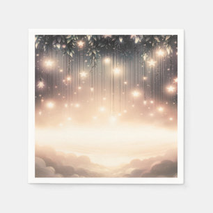 Himmelsbaum-Glühstars und Wolken verzaubert Serviette