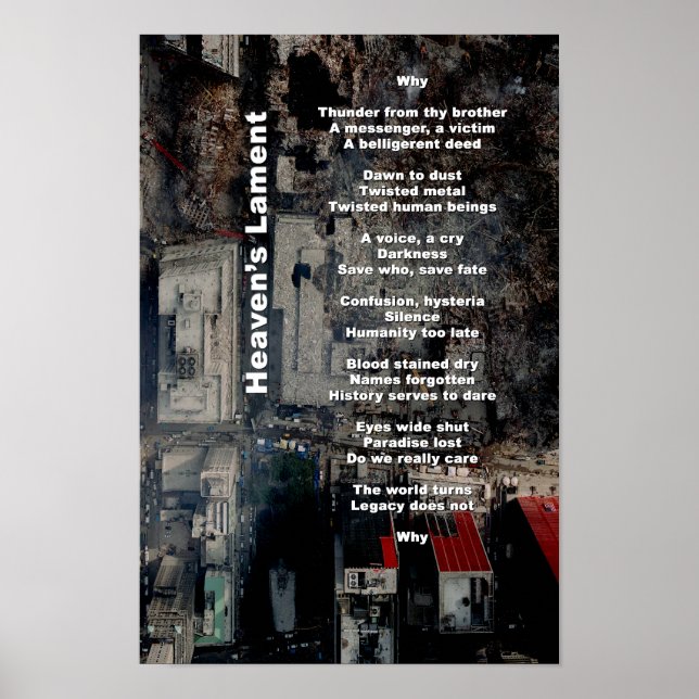 Himmelsbeklage (9/11 Gedenkpoetikschrift) Poster (Vorne)