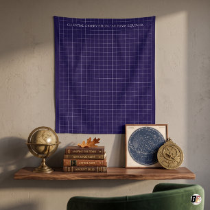 Himmelsbeobachtung Minimalistisches Gitter Navybla Wandteppich