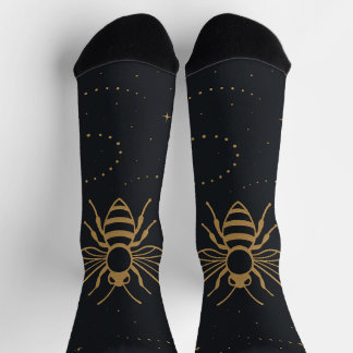 Himmelsbienenpfad – Elegantes kosmisches Gold-Desi Socken