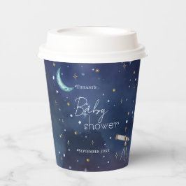 Himmelsblau Himmelsmond & Sterne Babydusche Pappbecher