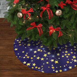 Himmelsblau Niedliche Sternennacht Polyester Weihnachtsbaumdecke