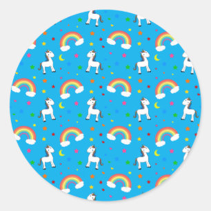 Himmelsblau Regenbogen eingetönt Herzen Sternen Mu Runder Aufkleber