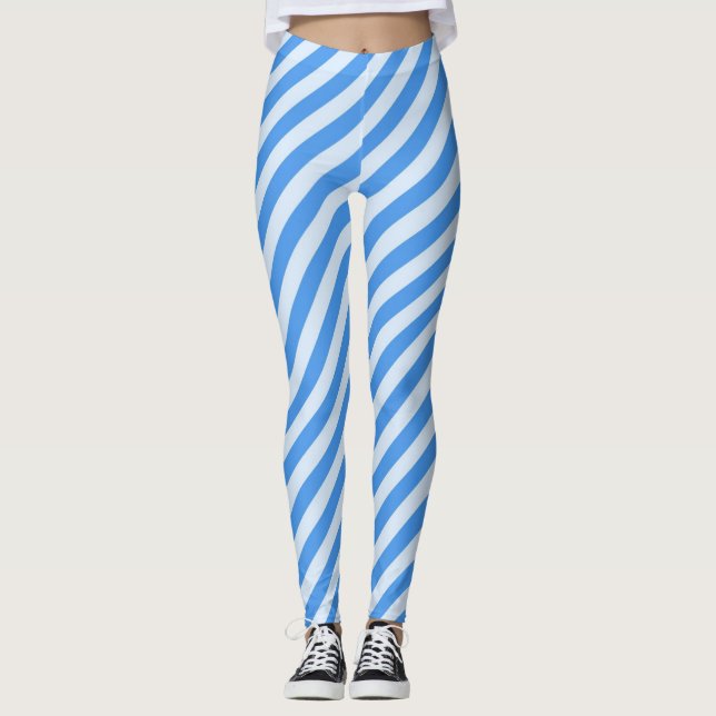 Himmelsblau Streifen Leggings (Vorderseite)