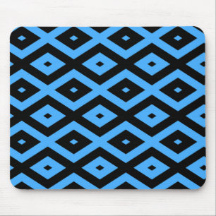 Himmelsblau und schwarz - Diamantenmuster Mousepad
