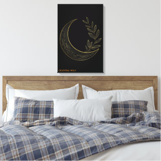 Himmelsbotanik Halbmond Gold Leinwand Wandkunst