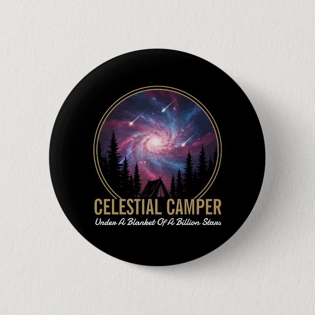 Himmelscamper-Galaxie-Nachtszene Button (Vorderseite)