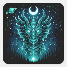 Himmelsdrache – Kosmische Mythologie-Wildlife-Gala Quadratischer Aufkleber